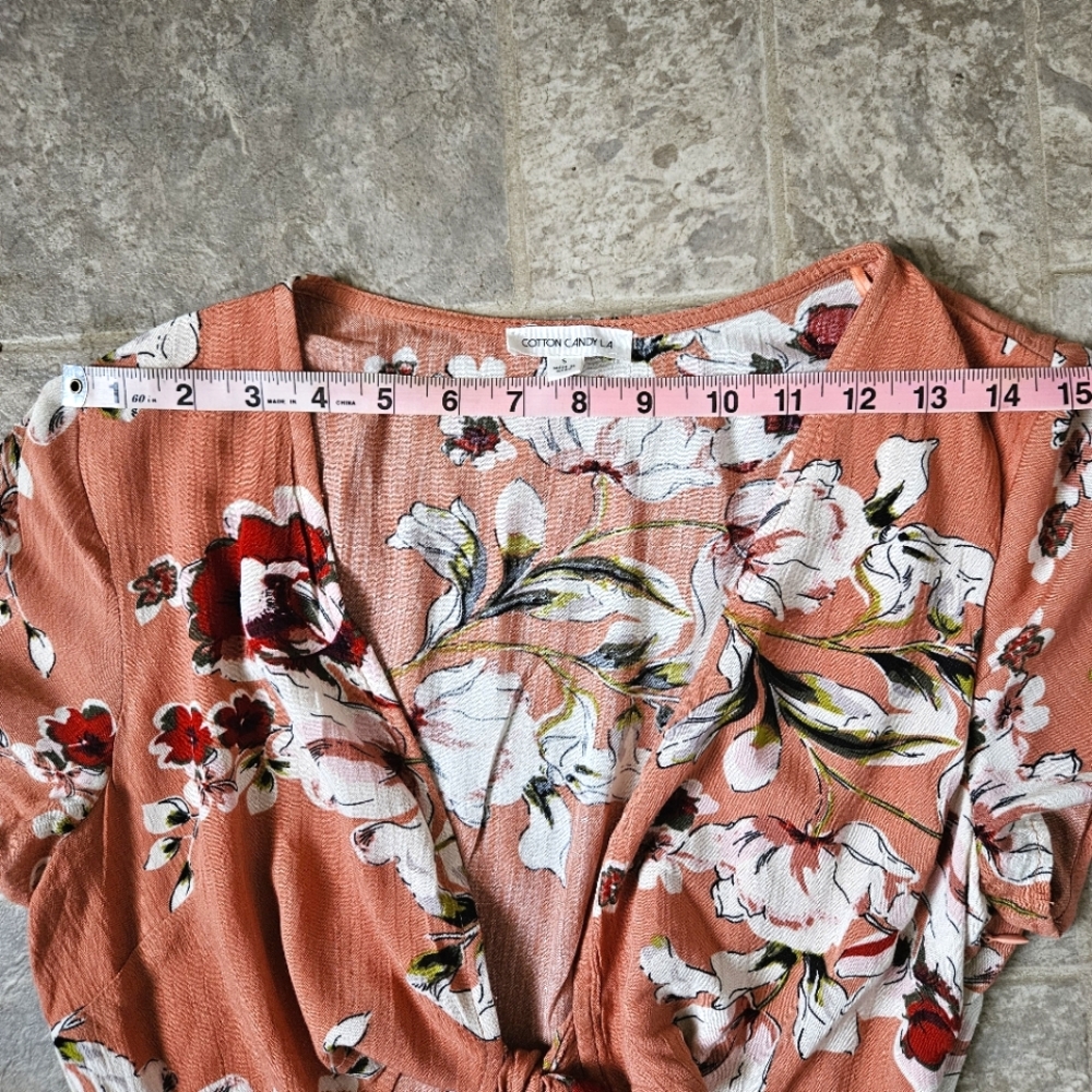 Floral‎ Lightweight Sun Dress With Vneck Tie Front Size Small - Picture 8 of 10